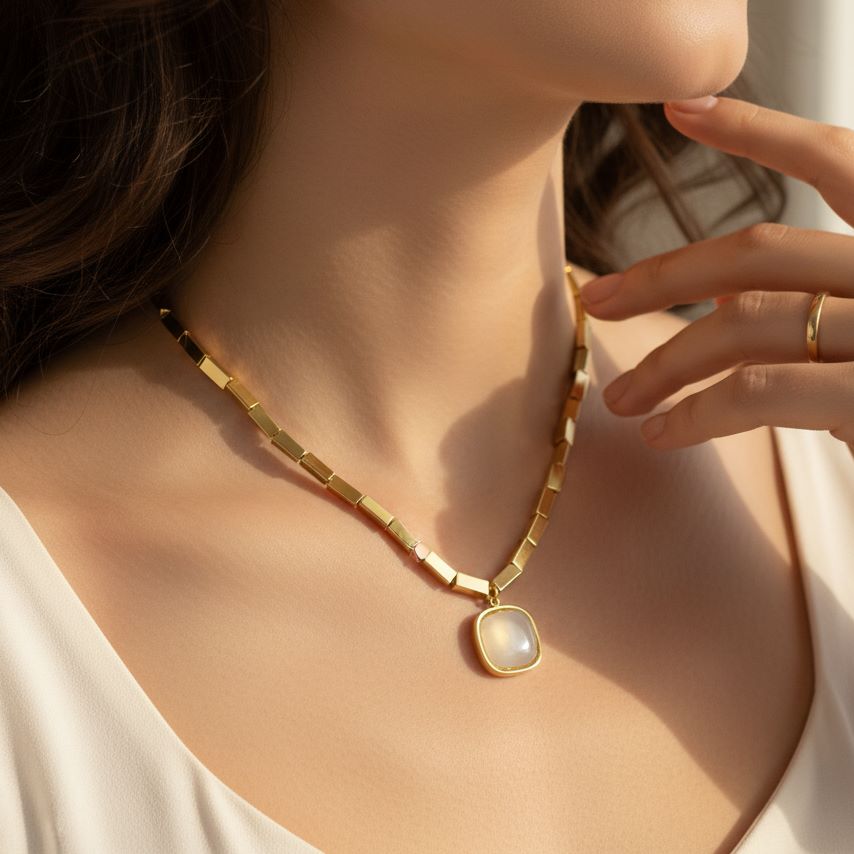 Aura Cushion Pendant Necklace