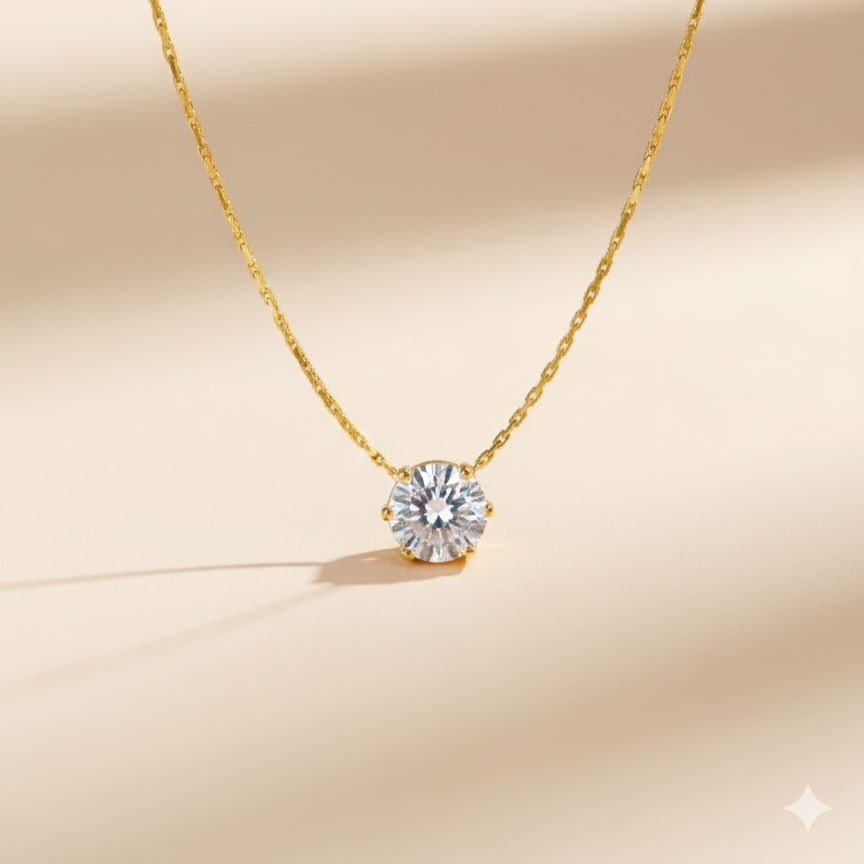 Celestial Solitaire Pendant Necklace