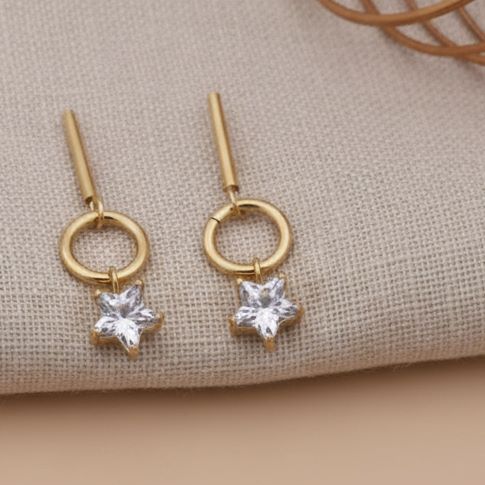 Celestial Star Drop Earrings (White)