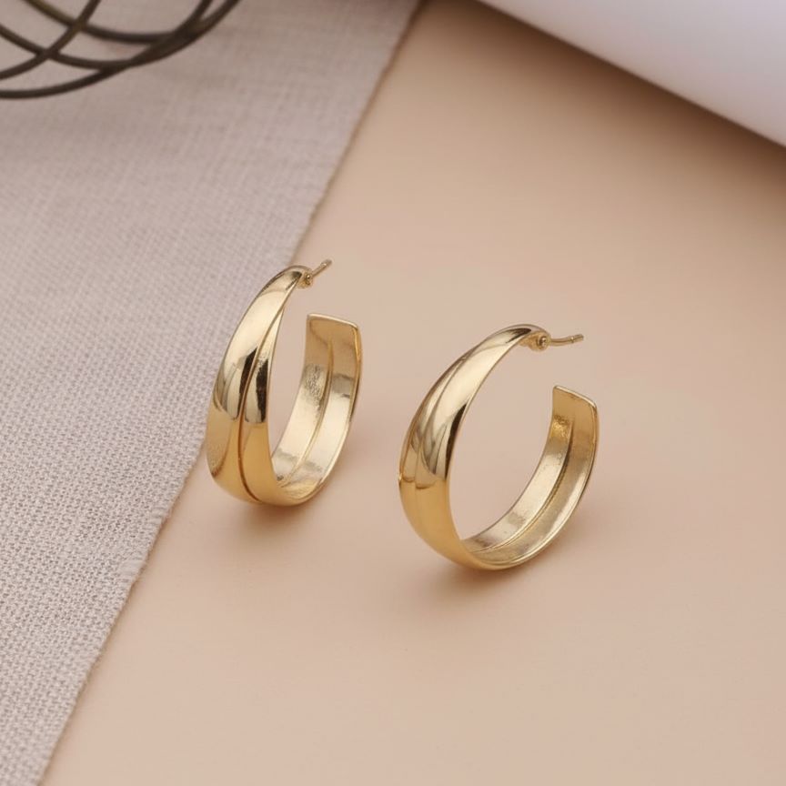 Lustrous Crescent Hoop Earrings