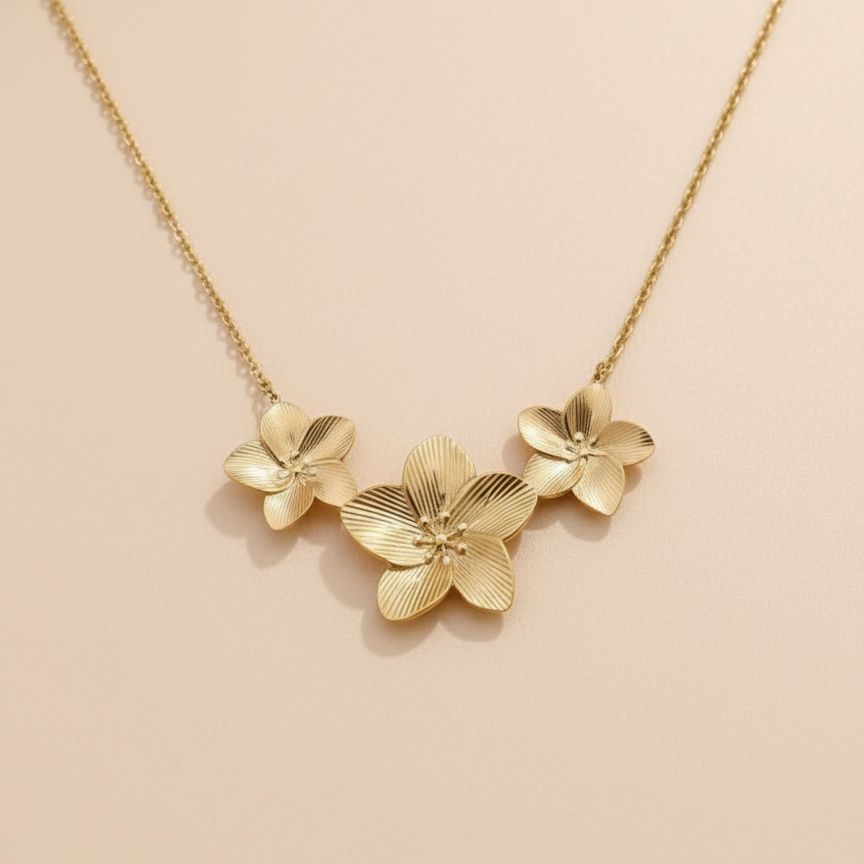 Golden Trio Flower Necklace