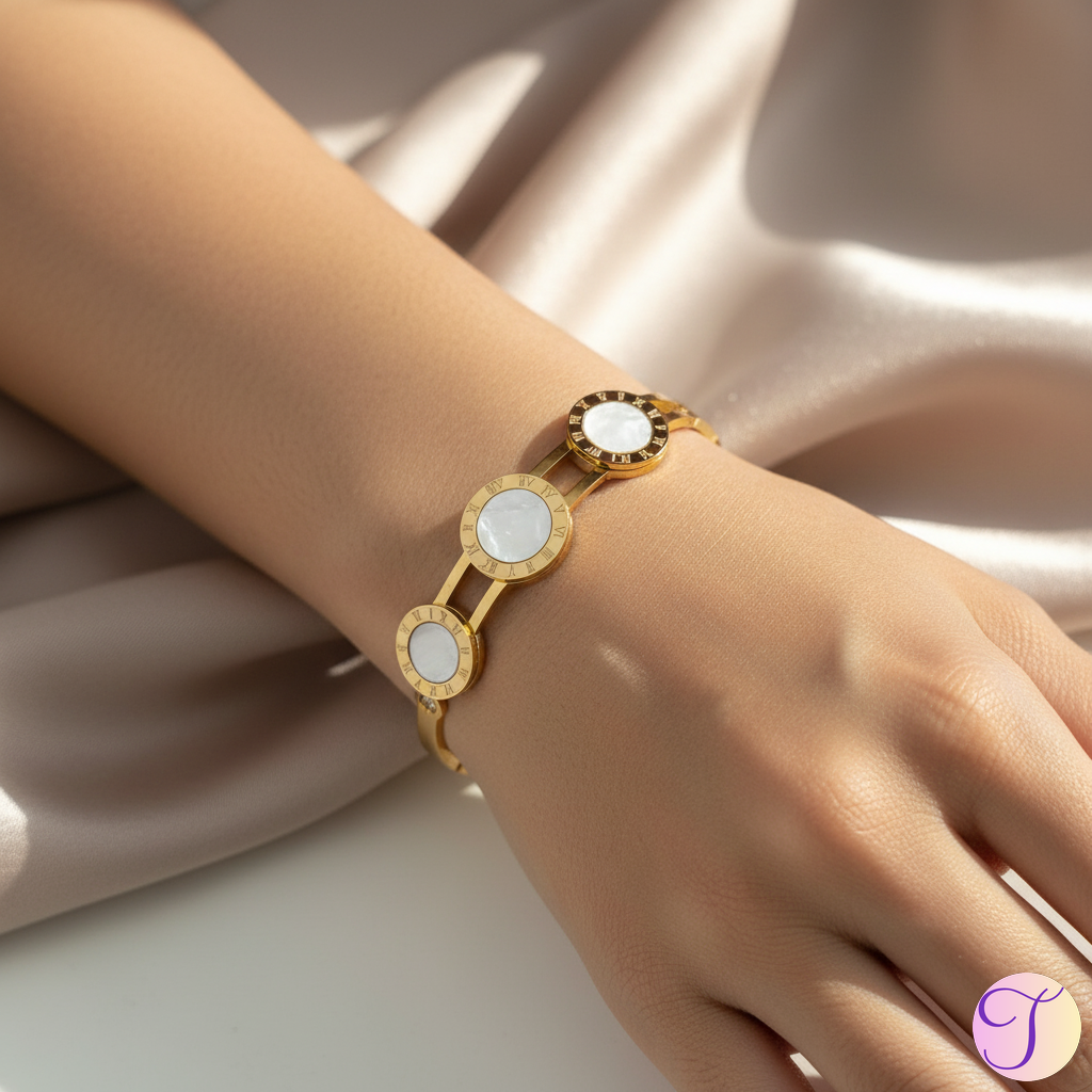 Infinity Time Golden Anti-Tarnish Kada Bracelet