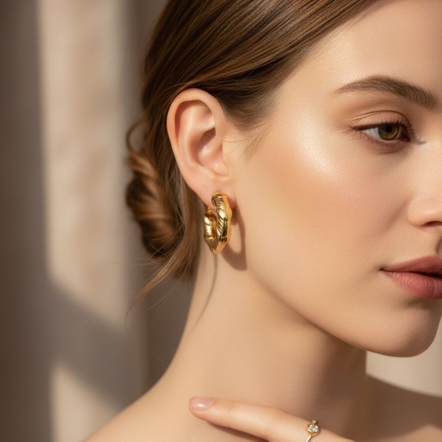 Sculpted Fluted Hoop Earrings