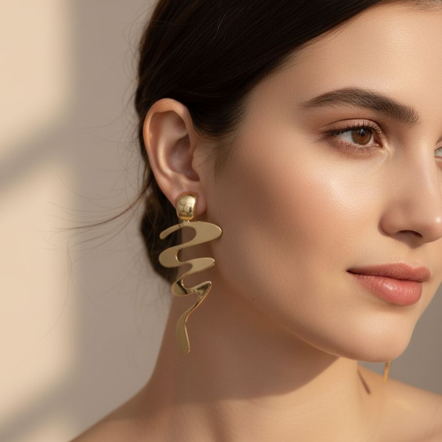 Sculptural Wave Drop Earrings 2