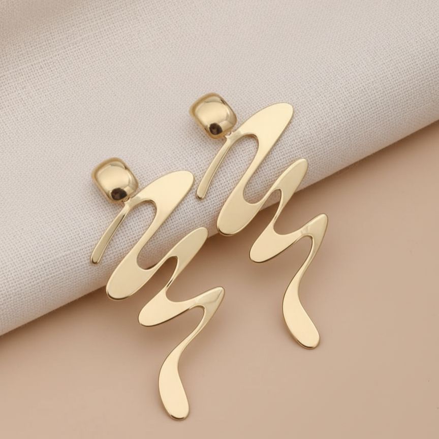 Sculptural Wave Drop Earrings