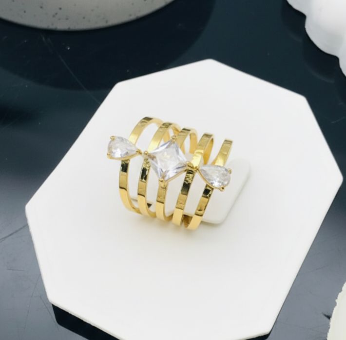 Celestial Curve Anti Tarnish Multi-Band Crystal Ring 1