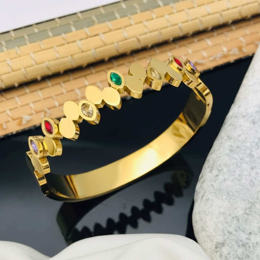 Vivid Aura Multicolour Stone Anti Tarnish Bracelet 1