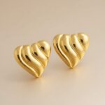 Aurum Ripple Heart Stud Earrings