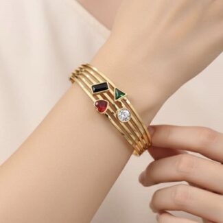 Gem Quartet Anti-Tarnish Multi-Stone Gold Bracelet