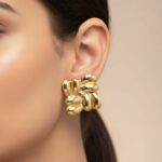 Gold Petal Cluster Stud Earrings