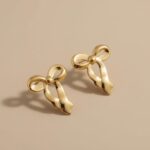 Golden Bow Ribbon Drop Earrings