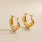 Golden Cushion Hoop Earrings