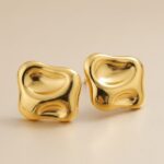 Golden Sculpt Wave Stud Earrings