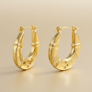 Golden Woven Arc Hoops