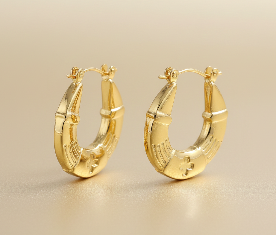 Golden Woven Arc Hoops