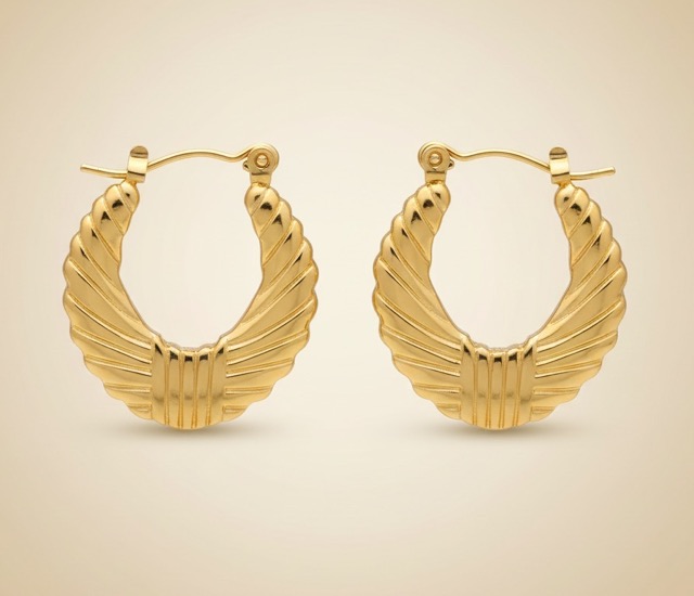 Honeycomb Dome Hoop Earrings Medium