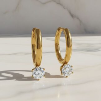 Lustre Solitaire Hoop Earrings