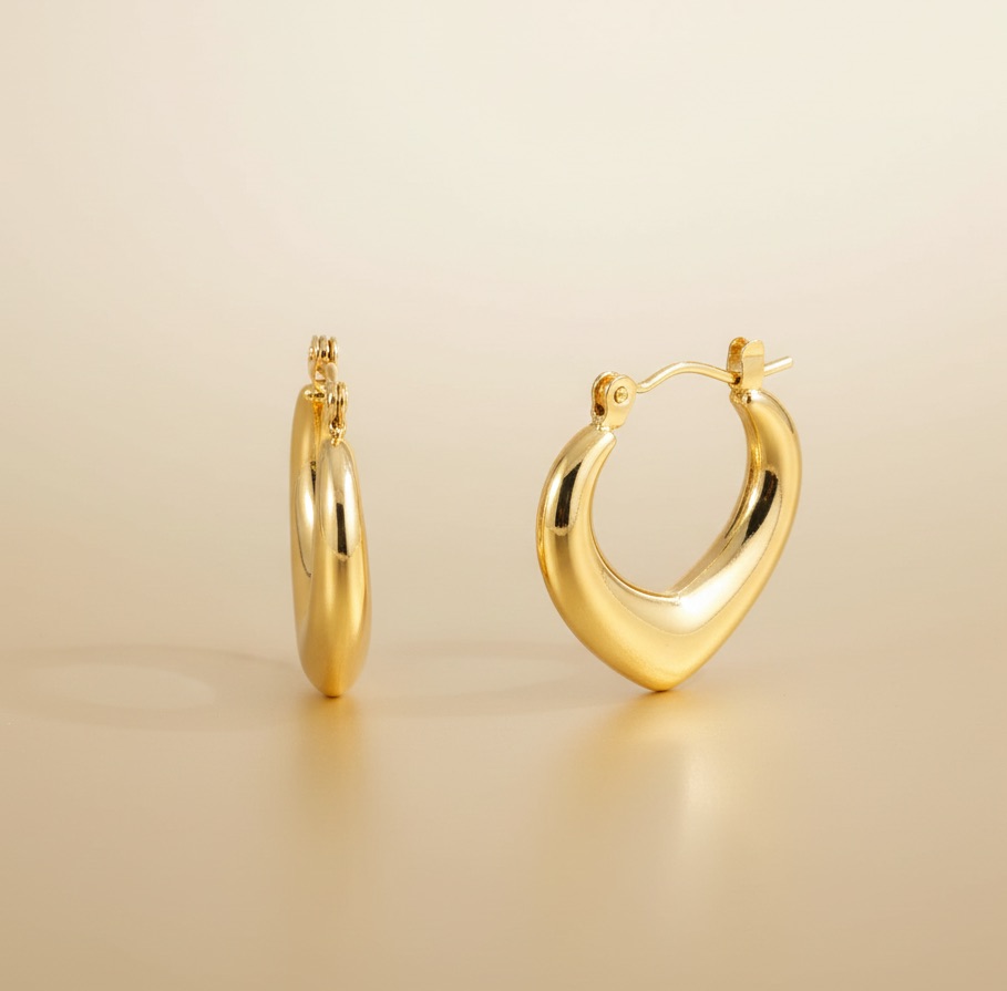 Puffy Heart Huggie Hoop Earrings