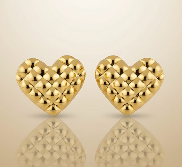 Quilted Heart Stud Earrings
