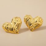 Regal Textured Heart Stud Earrings