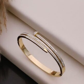 Sleek Nail-Design Anti-Tarnish Crystal Bracelet