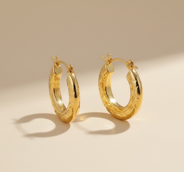 Sunburst Texture Hoop Earrings Medium