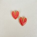 Crimson Swirl Heart Stud Earrings