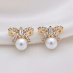 Pearl Bow Stud Earrings