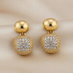 Gold Textured Drop Earrings