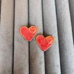 Heart-in-Heart Stud Red Earrings