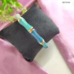Blue and Teal Resin Bamboo Style Bangle Bracelet