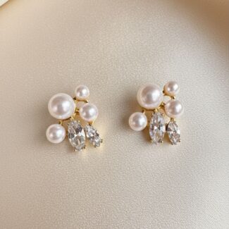 Pearl and Crystal Stud Earrings